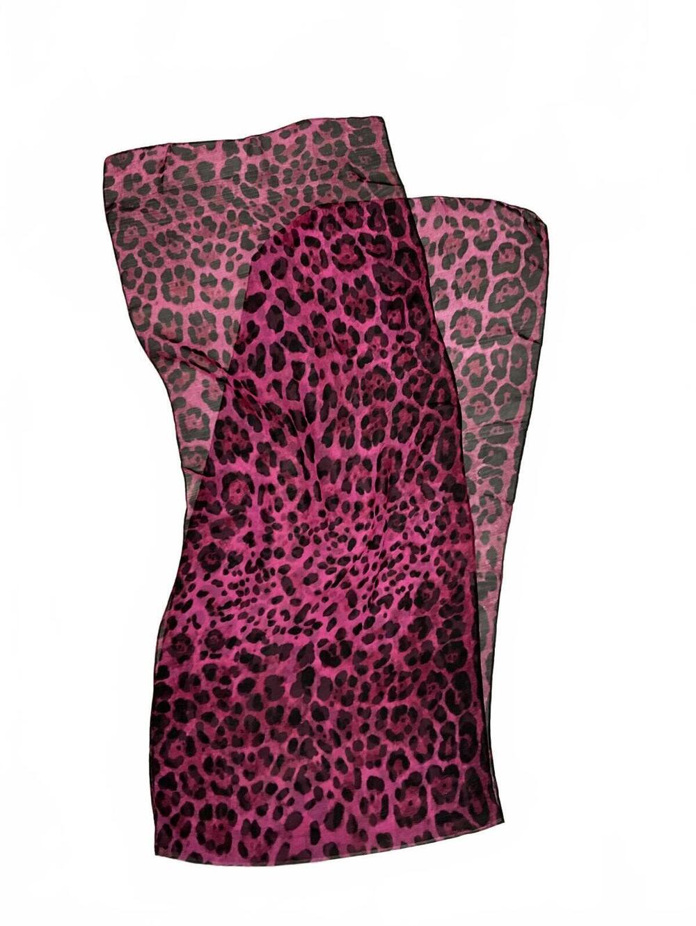 Fuchsia Leopard Print Extra Long Silky Chiffon Scarf